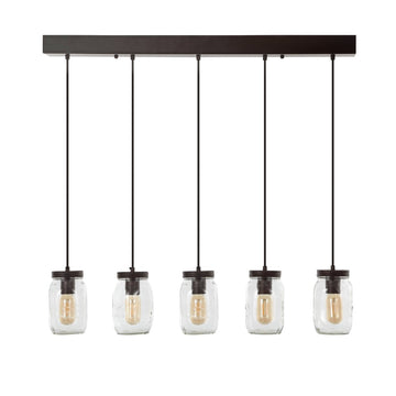 Gaines 5.5" Farmhouse Industrial Iron Mason Jar LED Pendant - JONATHAN Y